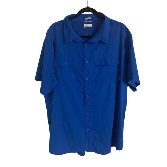 Columbia Sportswear Blue Short Sleeve Button Up Shirt Outdoors Men's Size XXL - Picture 1 of 6